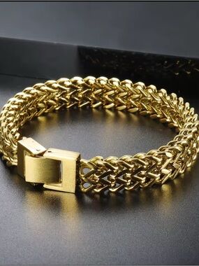Gold Tone Braided Chain Bracelet